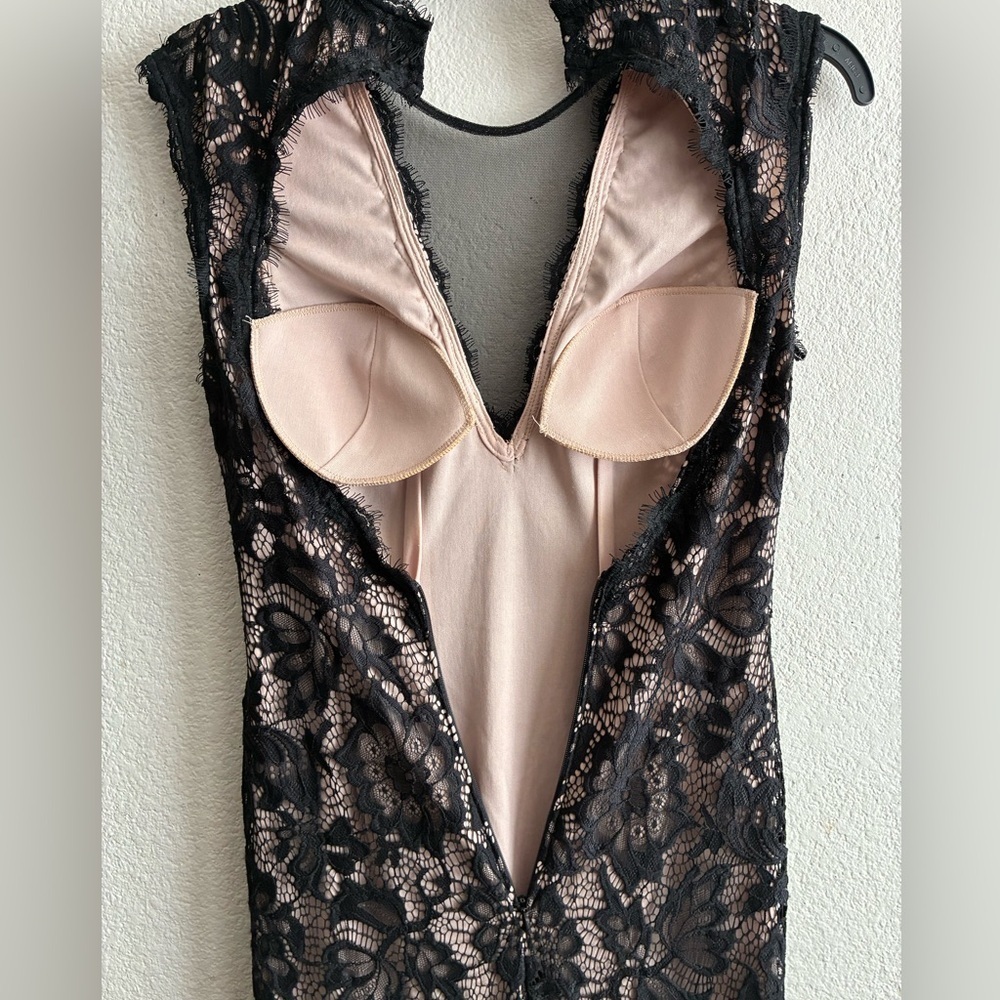 Betsy & Adam Black Lace & Nude Underlay Sleeveless
V-Neck Gown Dress 0 - Picture 8 of 16